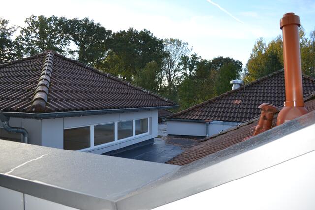 Im Obergeschoss sieht man die raffinierte Dachkonstruktion | Foto: bim