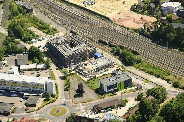 Der Neubau während der Bauphase aus der Vogelperspektive | Foto: Andreas Krukemeyer