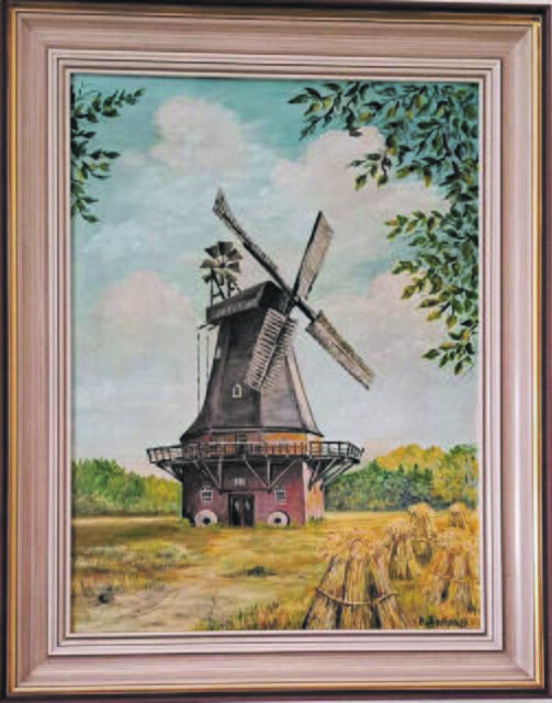 Dieses Gemälde von Otto Fechtner zeigt die Hanstedter Windmühle mit Jalousieflügeln | Foto: Mühlenarchiv Kessel