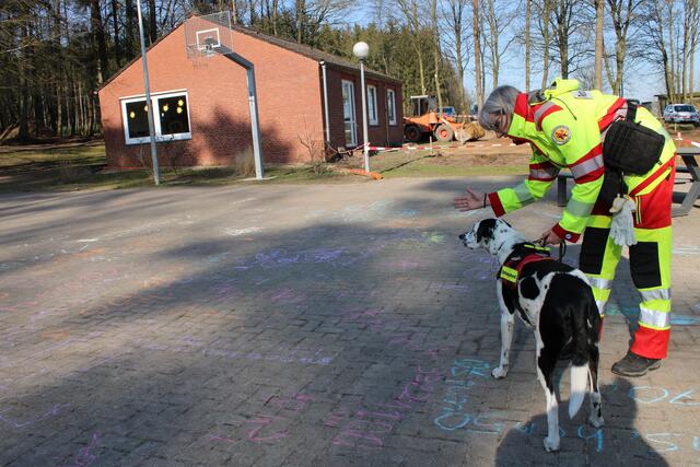 Martina Füllgrapp gibt die Richtug vor, in der  Dalmatiner-Mix Jadoo suchen soll | Foto: pöp