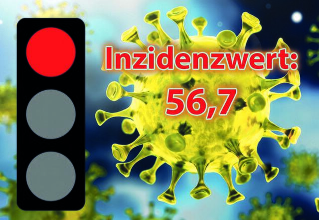 Die Corona-Ampel: Überschritt die Inzidenz die 50er-Marke, zeigte die Ampel rot | Foto: jd (Grafik)