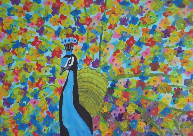 Charlotte Büchling malte den Blumen-Pfau | Foto: SD