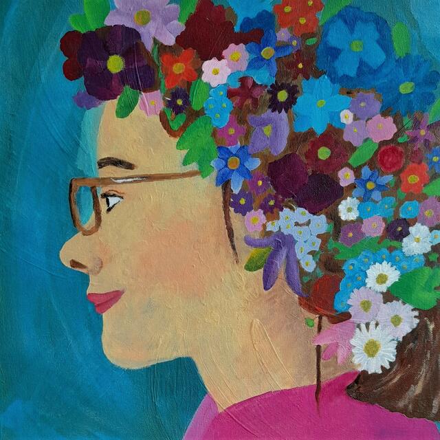 Den Frauenkopf mit blühenden Haaren malte Frieda Jebens | Foto: SD