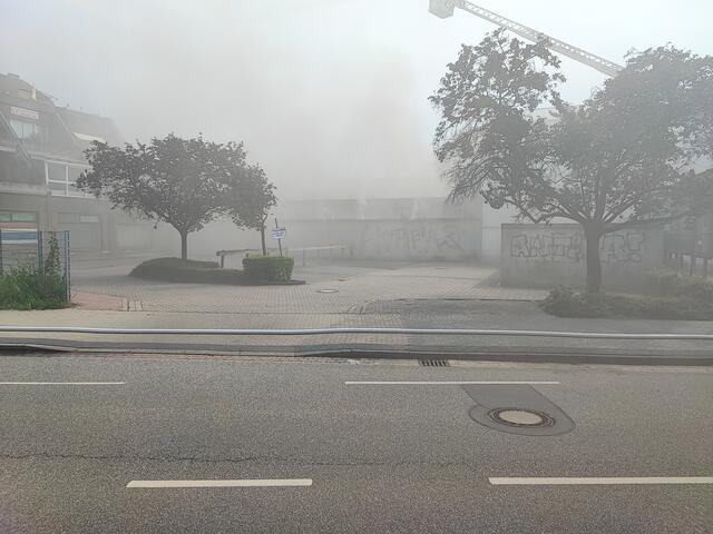 Das ehemalige Druckereigebäude ist in dichten Qualm gehüllt | Foto: thl