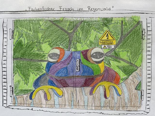 Der Regenwaldfrosch im Himmelsweg, Ecke Dieckhofstraße, ist noch in der Entstehung  | Foto: Annette Karweck-Bültemeier