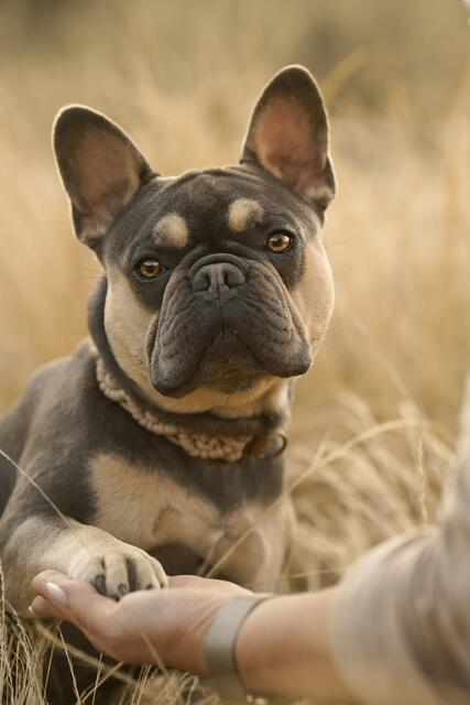Hund „Whisky“ posiert vorbildlich beim Fotoshooting mit Besitzer Elena und Peter Dechand aus Harsefeld | Foto: Lisa Enders