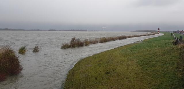 Das Wasser stieg bis zum Deichfuß | Foto: Kai Holm