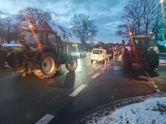 Treckerkonvoi auf der Luhdorfer Straße in Winsen | Foto: thl