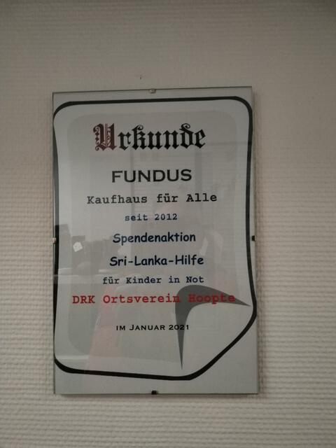 Urkunde für Spendenaktion Sri-Lanka-Hilfe, | Foto: Rüdiger Störtebecker 