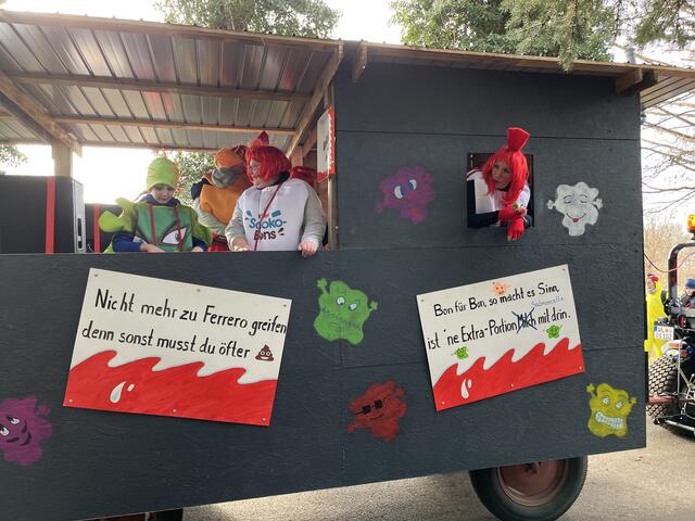 Dieser Faslamswagen weist die Bürger auf einen Salmonellen-Skandal bei Ferrero hin | Foto: sra