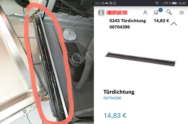 Die Türdichtung (li., rot eingekringelt) war der Übeltäter. Eine neue Dichtung war für knapp 15 Euro schnell bestellt | Foto: jd