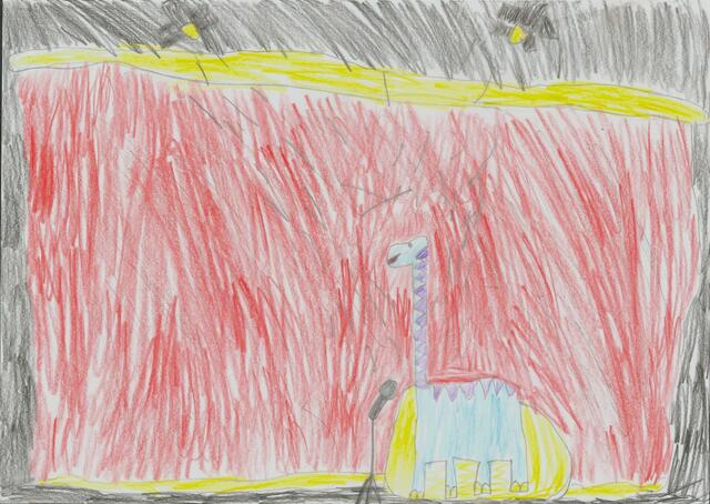 Von Linn (7 Jahre) aus Buchholz: Der Dino im Rampenlicht | Foto: Gordon Fischer