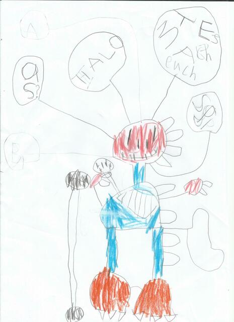 Von Joon (5 Jahre) aus Buchholz: Der Sänger fragt "Macht es euch Spaß?" | Foto: Gordon Fischer