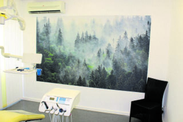 In den Behandlungsräumen sorgen Fototapeten mit Naturmotiven für eine #+angenehme und entspannte Atmosphäre | Foto: sb