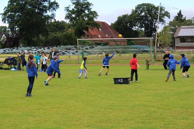 Beim Brennballturnier: die gemischte Gruppe der Kinderfeuerwehren Tönnhausen und Roydorf | Foto: Giese