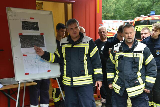 Kreisbereitschaftsführer Stephan Schick (li.) und Stellvertreter Martin Heidtmann bei der Einweisung der Zugführer | Foto: FF LK Harburg