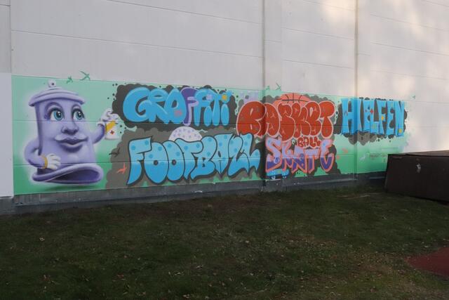 Ein Hingucker: Die Turnhallenwand nach dem Projekt | Foto: Schlupkothen