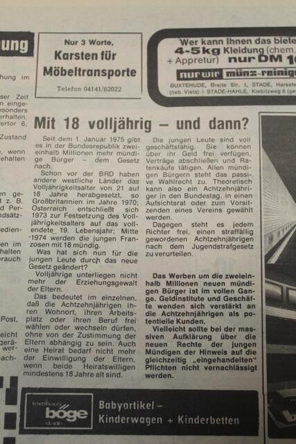 Im Innenteil des Neuen Stader WOCHENBLATT mahnte man, Aufklärung über Rechte und Pflichten der 18-Jährigen nicht zu vernachlässigen | Foto: Wochenblatt