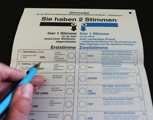 Stimmzettel für den Wahlkreis 30 zur Bundestagswahl 2017. Damals stand die CDU oben, weil sie bei der Wahl zuvor landesweit die meisten Stimmen geholt hatte. Diesmal nimmt die SPD den ersten Platz ein | Foto: jd