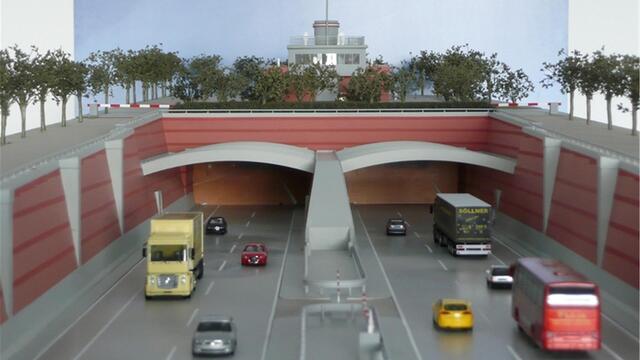 So könnte die Zufahrt zum A20-Elbtunnel aus Richtung Drochtersen aussehen - wenn der Tunnelbau tatsächlich in absehbarer Zeit erfolgt | Foto: Nieders. Landesbehörde für Straßenbau und Verkehr