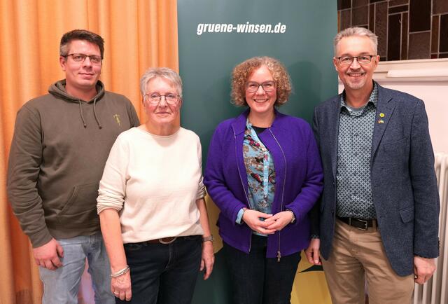 Malte Tödter, Margot Schäfer, Julia Verlinden und Frerk Meyer bei der Diskussion in Winsen über die Zukunft der Energiewende | Foto: Bündnis 90/Die Grünen Winsen