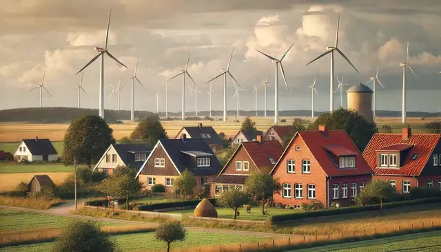 Welche Mindestabstände sollen Windparks zu Wohnsiedlungen einhalten? Hier sind sich die Politiker im Landkreis Stade noch uneinig | Foto: KI-generiert