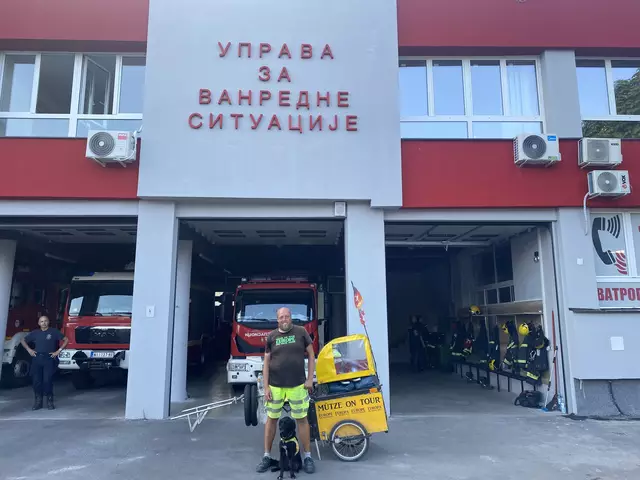 Karsten Rinck und seine Lotte waren 25. Juli 2024, zu Gast bei der Feuerwehrstation in Niš, Serbia | Foto: Karsten Rinck