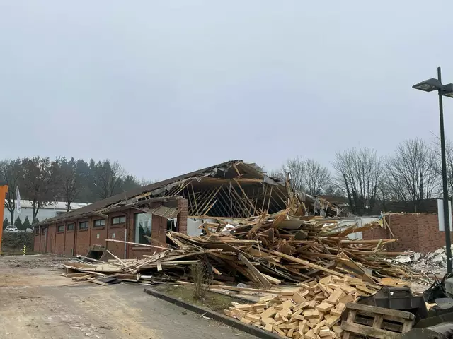 Das innere Skelett des alten Marktes wird sichtbar: Die Materialien müssen säuberlich getrennt werden | Foto: Freddy Brühler