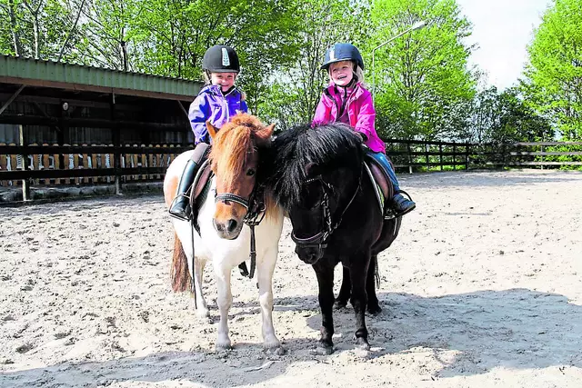 Ein WOCHENBLATT-Foto aus dem Jahr 2013: Katharina (re.) im Alter von vier Jahren mit ihrer gleichaltrigen Freundin Lenja auf den Shettlandponys Noelle (li.) und Jinny | Foto: wd