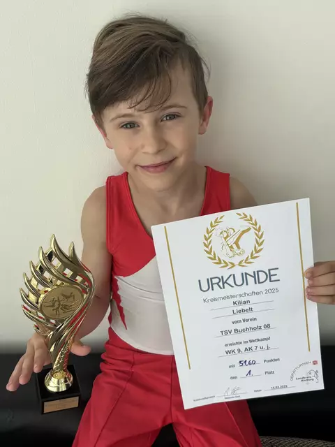 Der 7-jährige Debütant Kilian Liebelt holte auf Anhieb den Kreistitel im Sechskampf | Foto: TSV 08