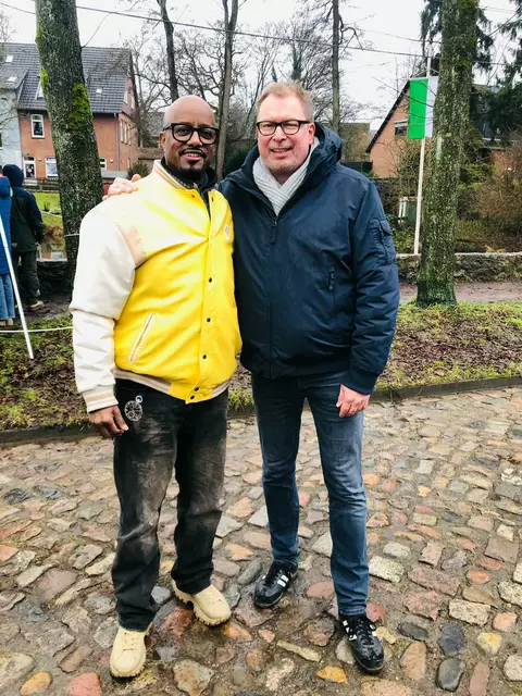 Bei der Teichwette: Yared Dibaba und Jan Stahl | Foto: Stahl