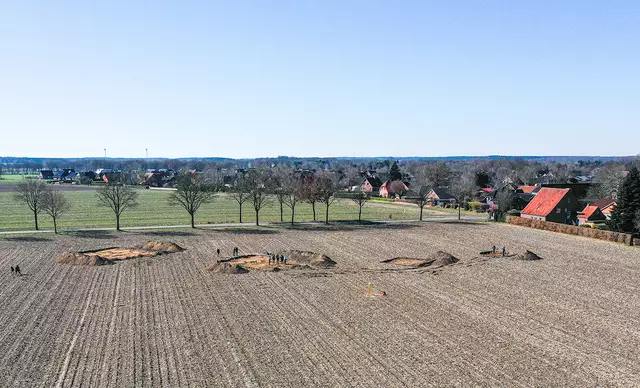 Die Fundstellen der Dolche und weitere Untersuchungsflächen der Archäologen auf einer 28 Meter hoch gelegenen Anhöhe bei Kutenholz | Foto: Franz Kraus, Archäologie-AG Stade