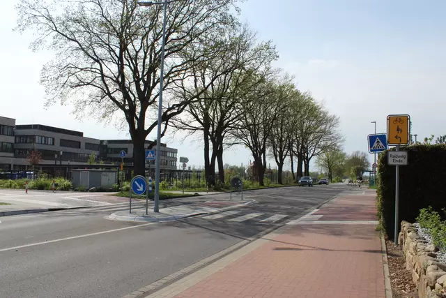 Von der Innenstadt kommend, befindet sich der Radweg am Stadtweg auf der rechten Seite und endet am Zebrastreifen | Foto: sb