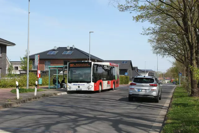 Ein Auto passiert den wartenden Bus | Foto: sb