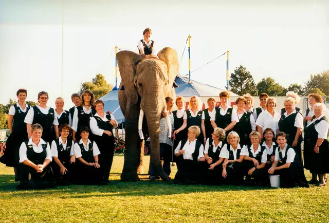 Die heutige Präsidenten Anette Randt als Damenkönigin im Jahr 1999 - hoch zu Elefant | Foto: Schützenverein Heidenau