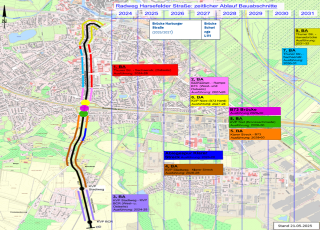 Der neue Zeitplan für die Realisierung der einzelnen Bauabschnitte bei der Sanierung der Harsefelder Straße | Foto: Hansestadt Stade