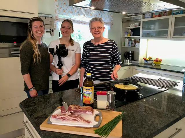 Freuen sich auf das leckere Essen nach dem Dreh (v. li.): Lisa Wrogemann, Cheyenne Skrzekowski und Gretel Blume | Foto: Nicola Kaatz