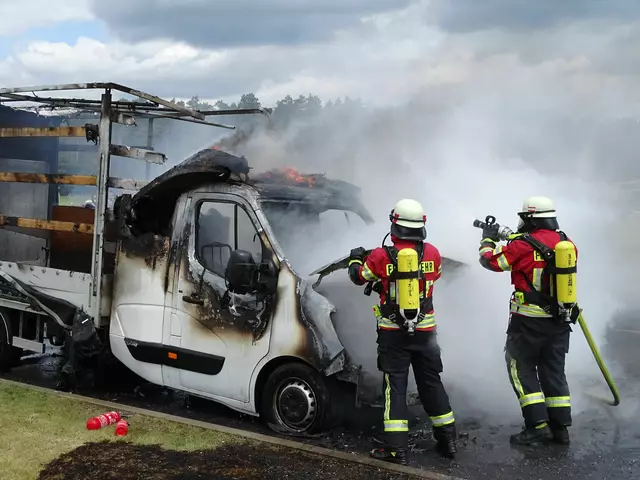 Die Feuerwehr beim Löschen des brennenden Lkw auf dem Evendorfer Autohof | Foto: Pressestelle Feuerwehr Samtgemeinde Hanstedt
