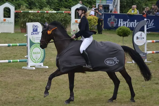 Neue Kreismeisterin im Springen in der Kategorie Junioren/ Junge Reiter: Leni Sophie Müller (RV Harsefeld) mit Amigo