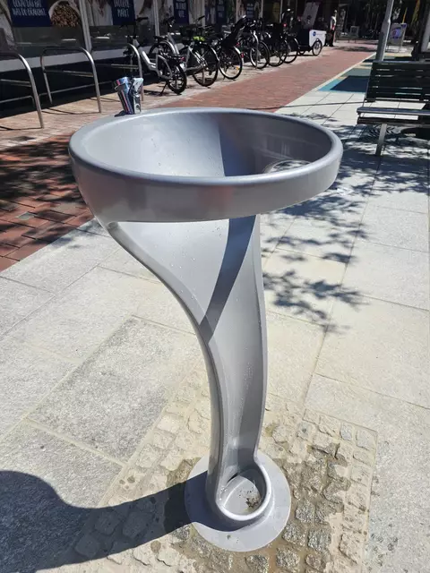 Der neue Trinkwasserbrunnen in der Buchholzer Fußgängerzone zwischen Budnikowski und dem Stadtcafé  | Foto: Stadt Buchholz