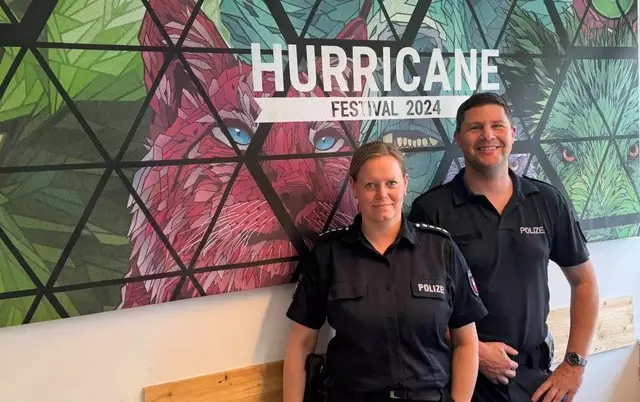 Polizeihauptkommissarin Anja Otten und Kriminaloberkommissar Tobias Koch sind bem Hurricane mit weiteren Polizeikräften vor Ort | Foto: Polizei