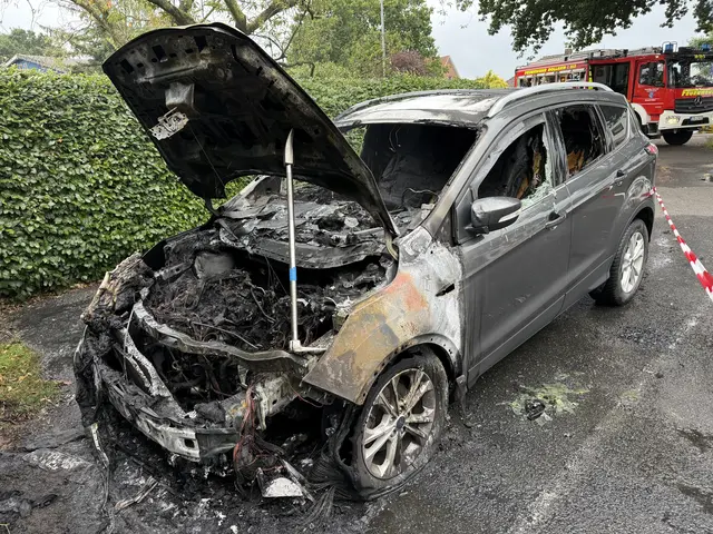 Der ausgebrannte Ford in Dollern | Foto: Polizeiinspektion Stade