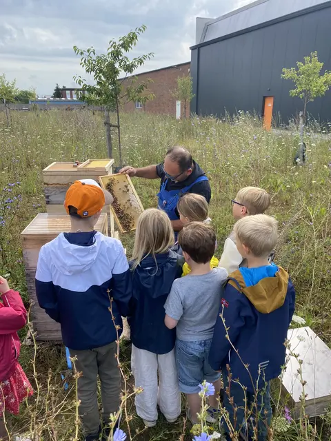 Lehrreich wurde es beim Besuch eines Bienenstocks | Foto: Feldbinder Spezialfahrzeugwerke GmbH 