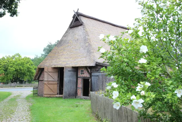 Das markante Reetdach des mehr als 200 Jahre alten Schafstalls wurde ausgebessert | Foto: Landkreis Harburg