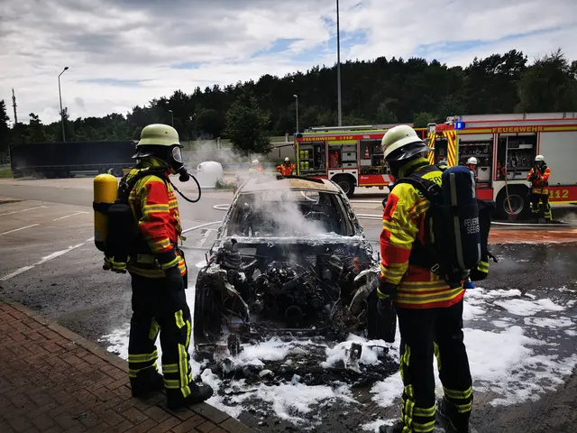 Nach etwa 20 Minuten war das Feuer unter Kontrolle | Foto: Remon Hirschmeier / FF Maschen