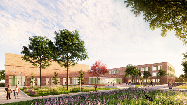 So wird die neue Schule aussehen | Foto: Architektur: MOSAIK architekt:innen; Landschaftsarchitektur: chora blau