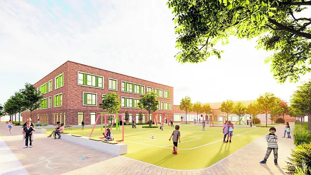 So wird der neue Schulhof der Grundschule in Jork aussehen | Foto: Architektur: MOSAIK architekt:innen; 
Landschaftsarchitektur: chora blau