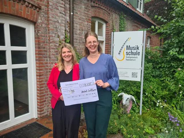 Bei der Spendenübergabe: Musikschulleiterin Saskia Reher (li.) und Nele Landschof, Geschäftsführerin des Hanstedter Ringhotels Sellhorn | Foto: Musikschule Hanstedt