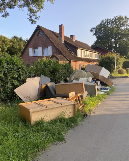 In Stade-Wiepenkathen legen seit zwei Wochen ausrangierte Möbel auf dem Grünstreifen | Foto: privat