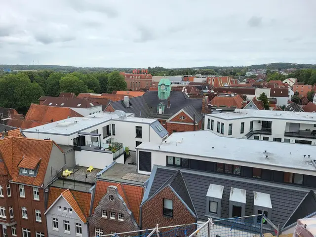 Blick von oben auf das Rathausviertel